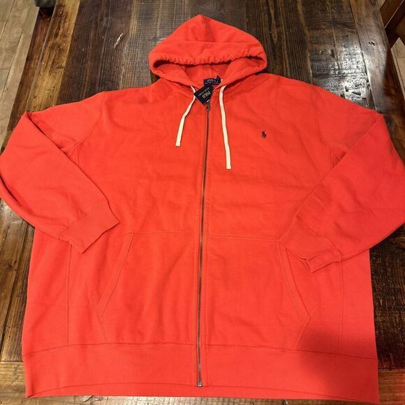Polo Ralph Lauren Orange Thermal Hood Zip Up Hoodie Big Tall